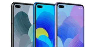 Рендер Huawei Nova 6 с двойной фронталкой в экране в трех цветах